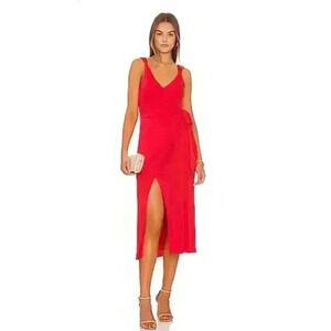 NWT Cinq à Sept Delia Sleeveless Faux Wrap Dress Women's 6 Red Chili Peppers